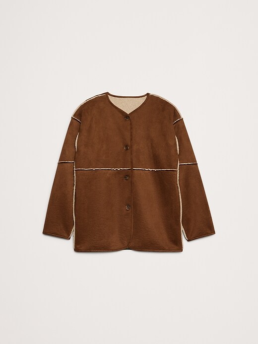 Reversible Vegan Suede Sherpa Jacket | Banana Republic Factory