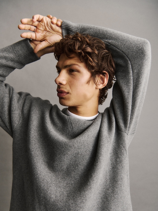 ヘビーウェイト CashSoft カシミヤタッチ クルーネックセーター-4