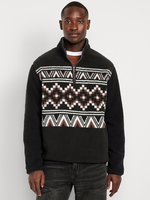Printed Sherpa Quarter-Zip Pullover
