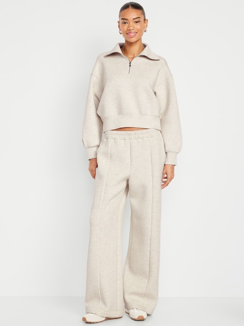 High-Waisted Bounce Fleece Wide-Leg Sweatpants