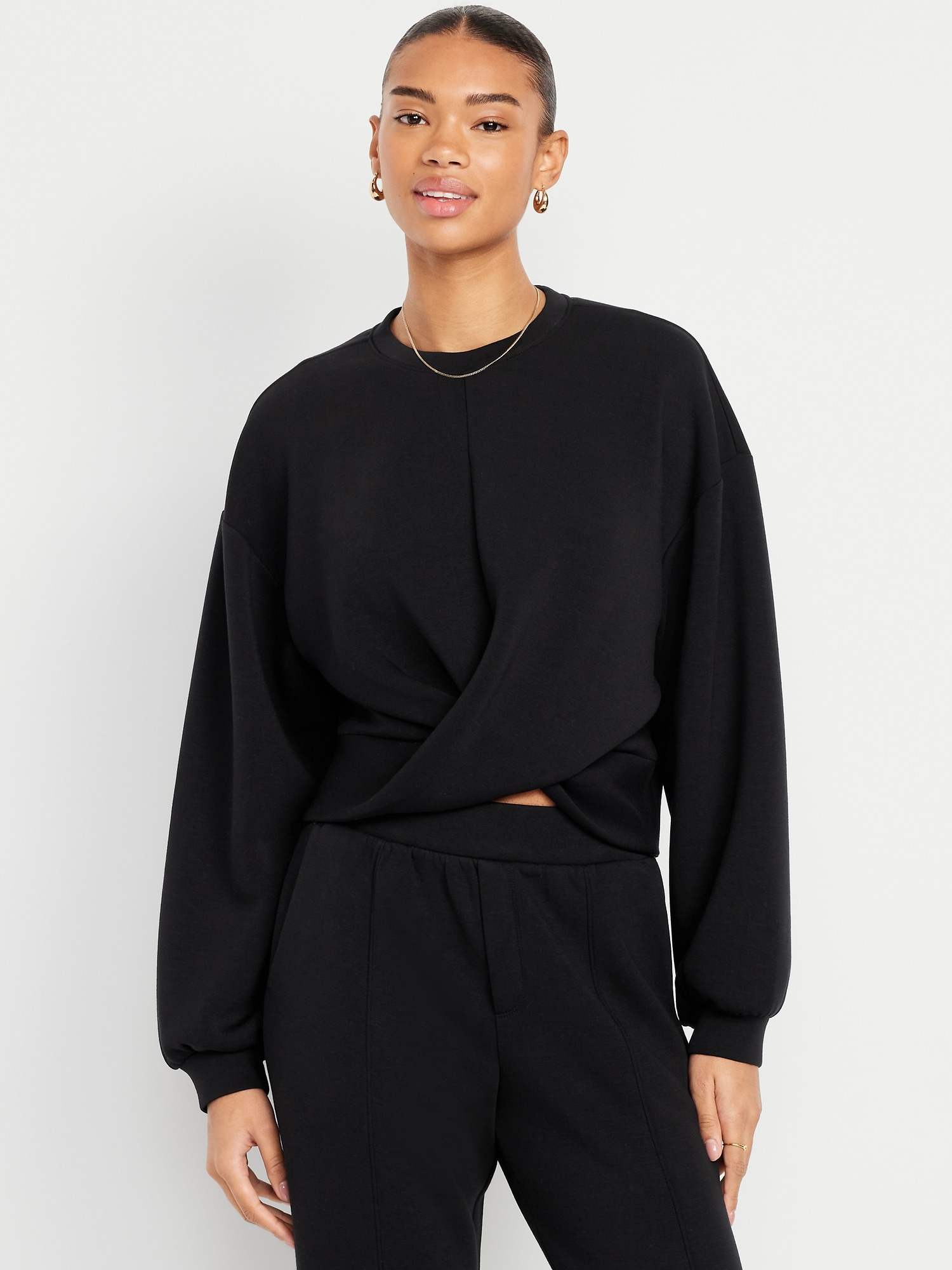 Bounce Fleece Twist-Front Sweatshirt