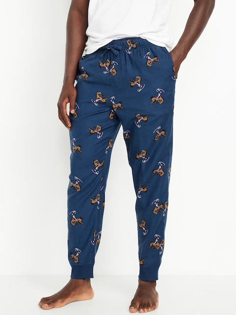 PANTALON DE PYJAMA DE STYLE JOGGING EN FLANELLE À MOTIF POUR HOMME