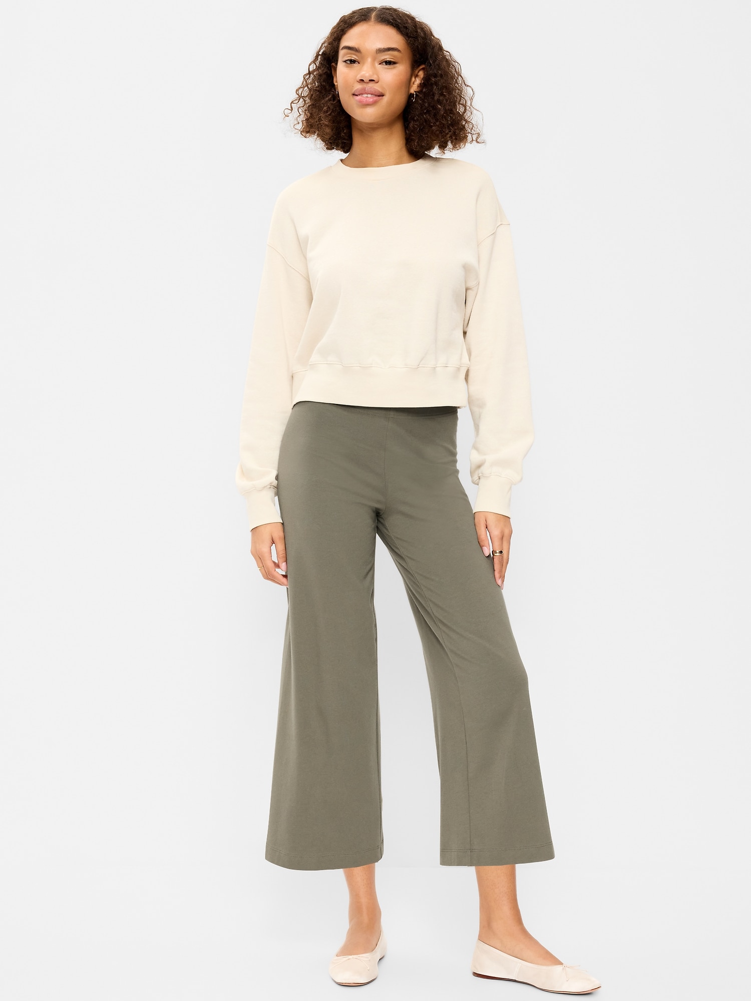 High-Waisted Fashion Wide-Leg Cropped Leggings