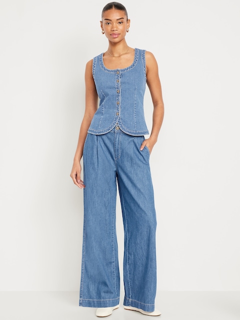 High-Waisted Taylor Trouser Wide-Leg Pants