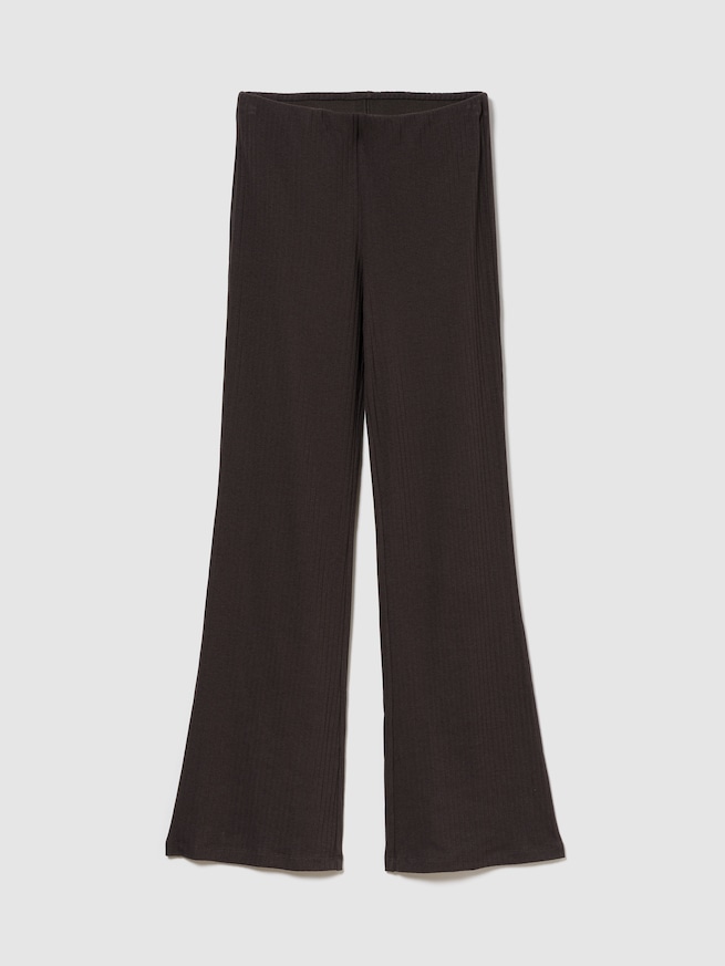 モダン ワイドリブ フレアパンツ-0