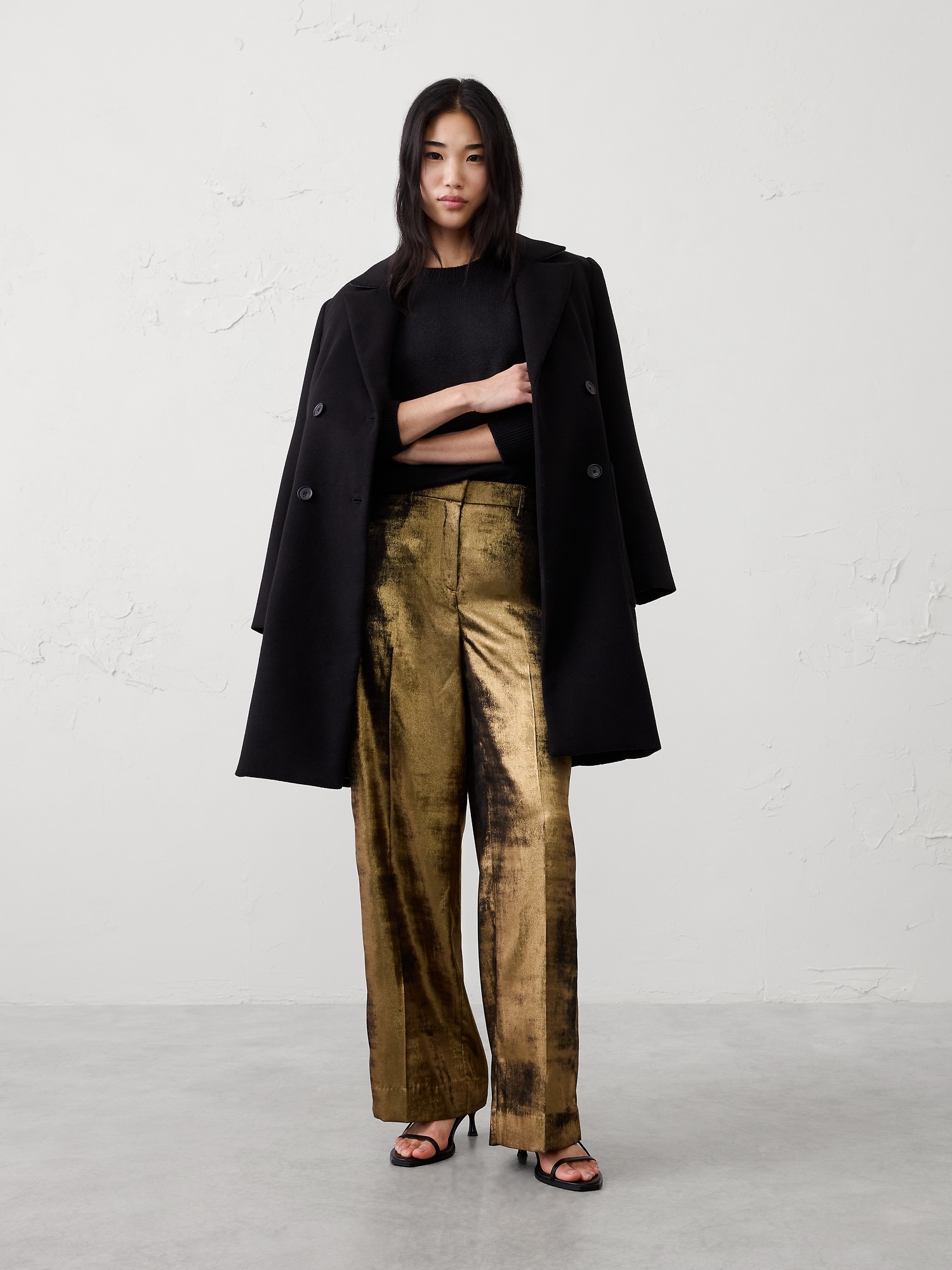 Metallic Wide-Leg Pant