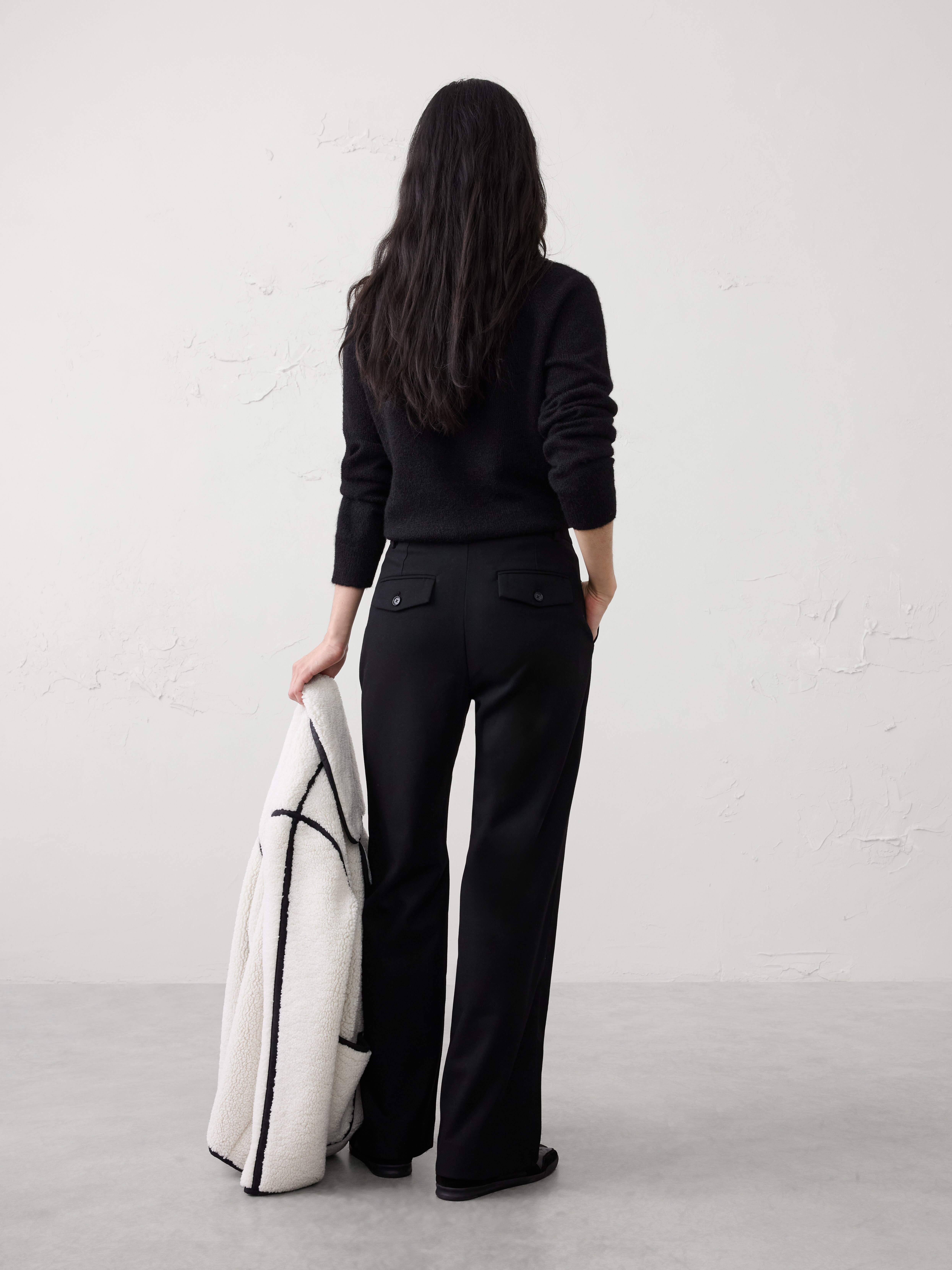 Wide-Leg High-Rise Brushed Pintuck Trouser | Banana Republic Factory