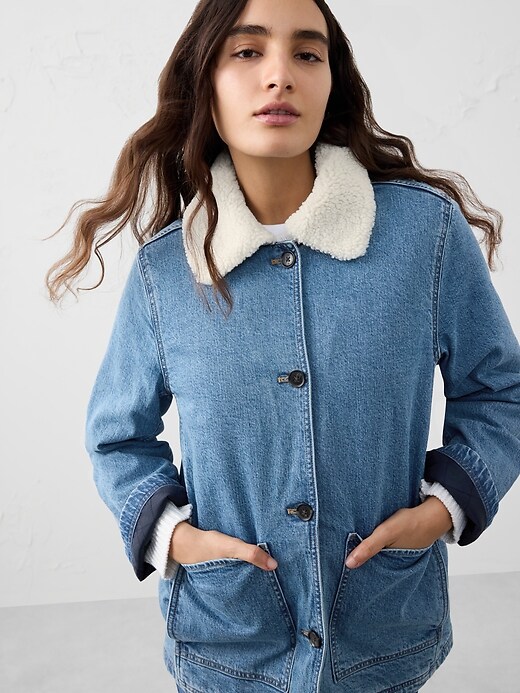 Sherpa Collar Denim Jacket | Banana Republic Factory