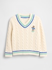 くまさん GAPロゴ バーシティスタイル Vネック ケーブルニットセーター (幼児)-0