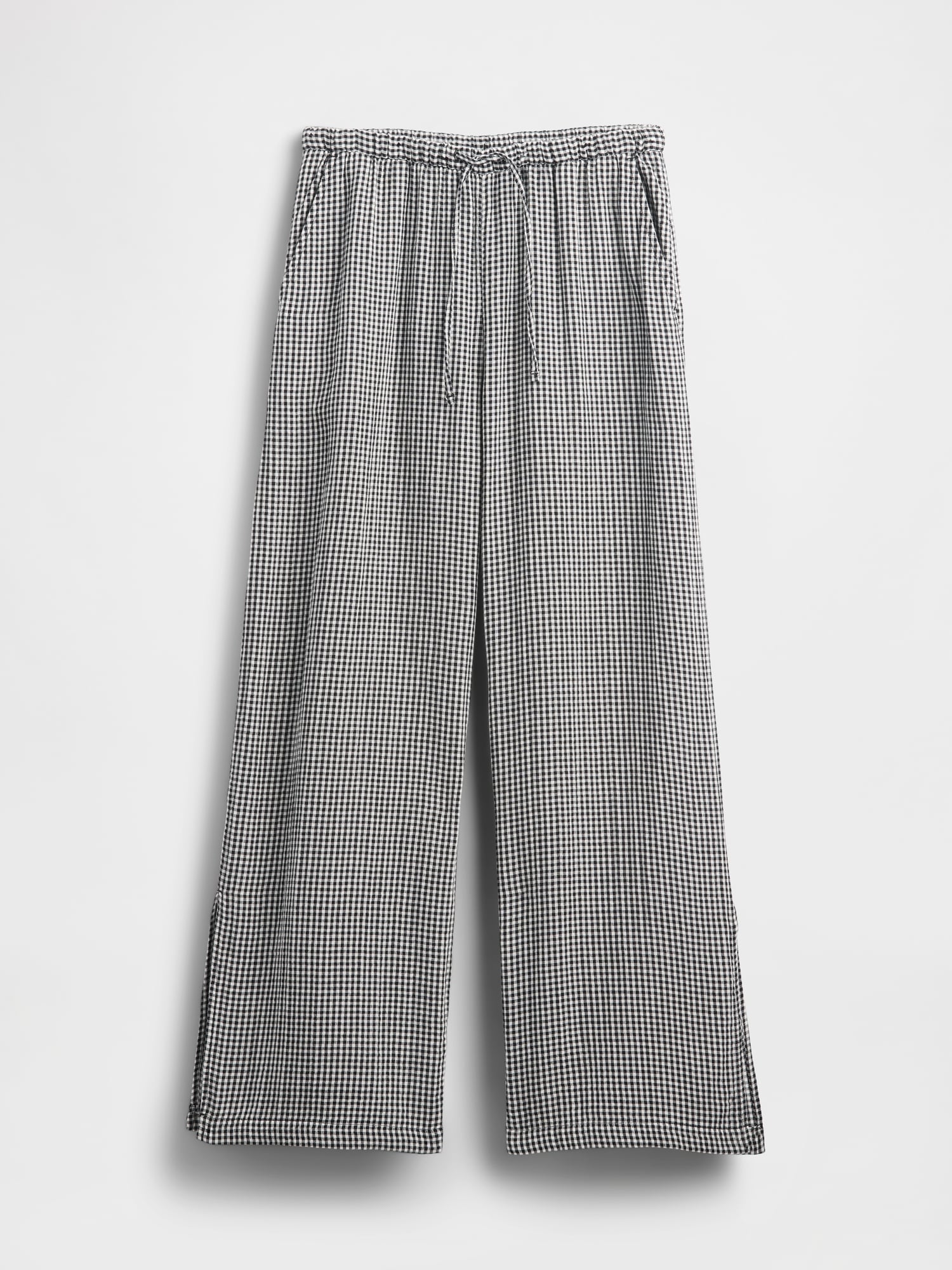 コットンガーゼ イージーウエスト スプリットヘム パンツ-4