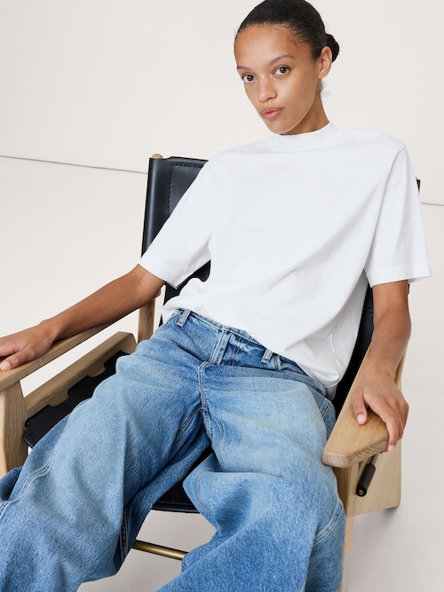 ヴィンテージ コットン モックネックTシャツ