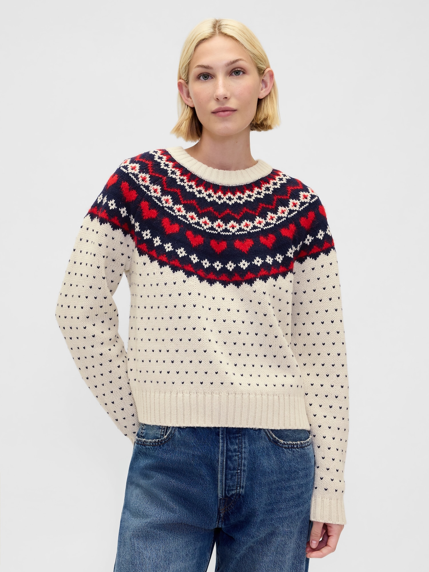 ウールブレンド ラグラン クルーネックセーター-0