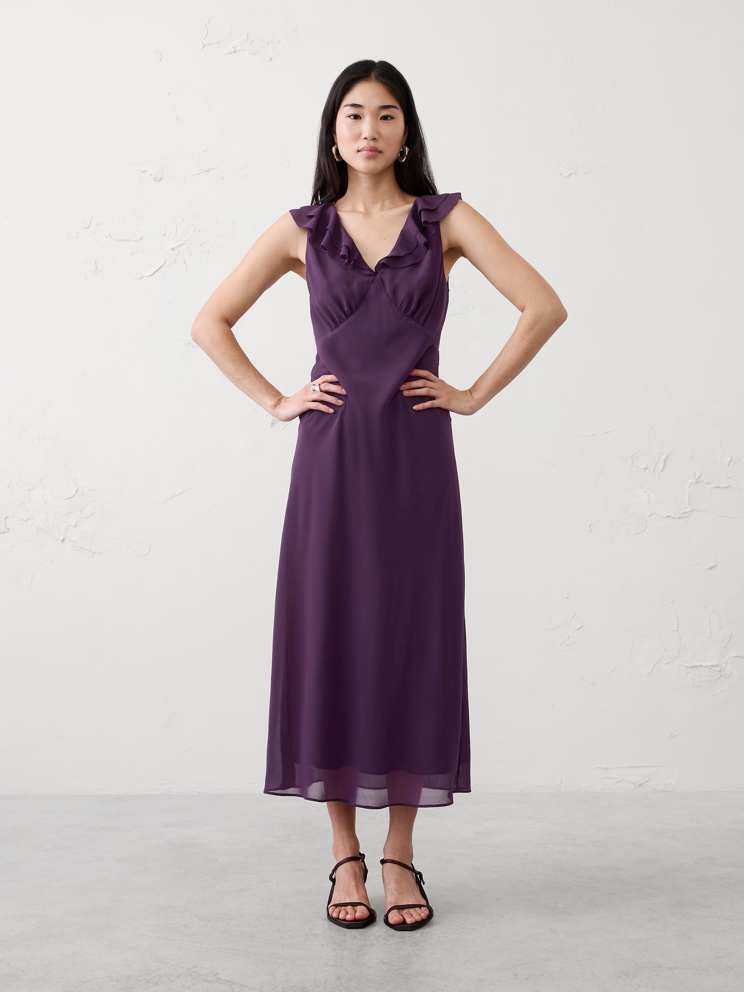 Bias Ruffle Maxi Dress