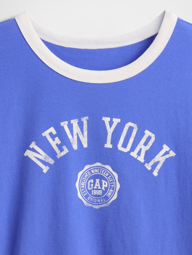 コットンジャージー NEW YORK GAPロゴ シュランケンTシャツ-4