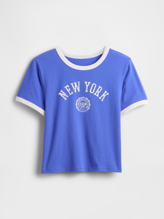 コットンジャージー NEW YORK GAPロゴ シュランケンTシャツ-3