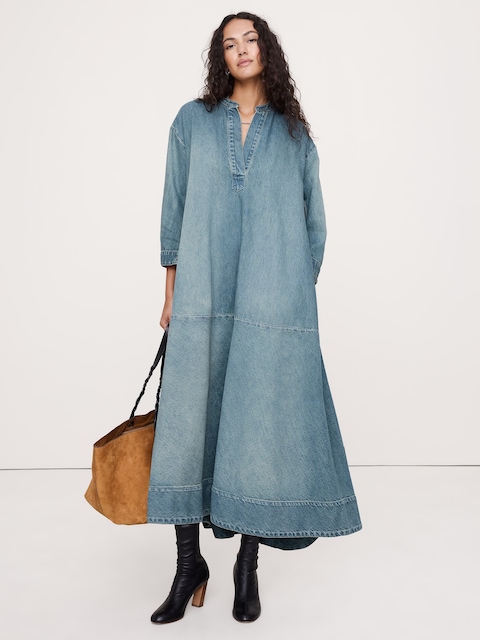 ROBE-CHEMISIER À ENFILER EN DENIM