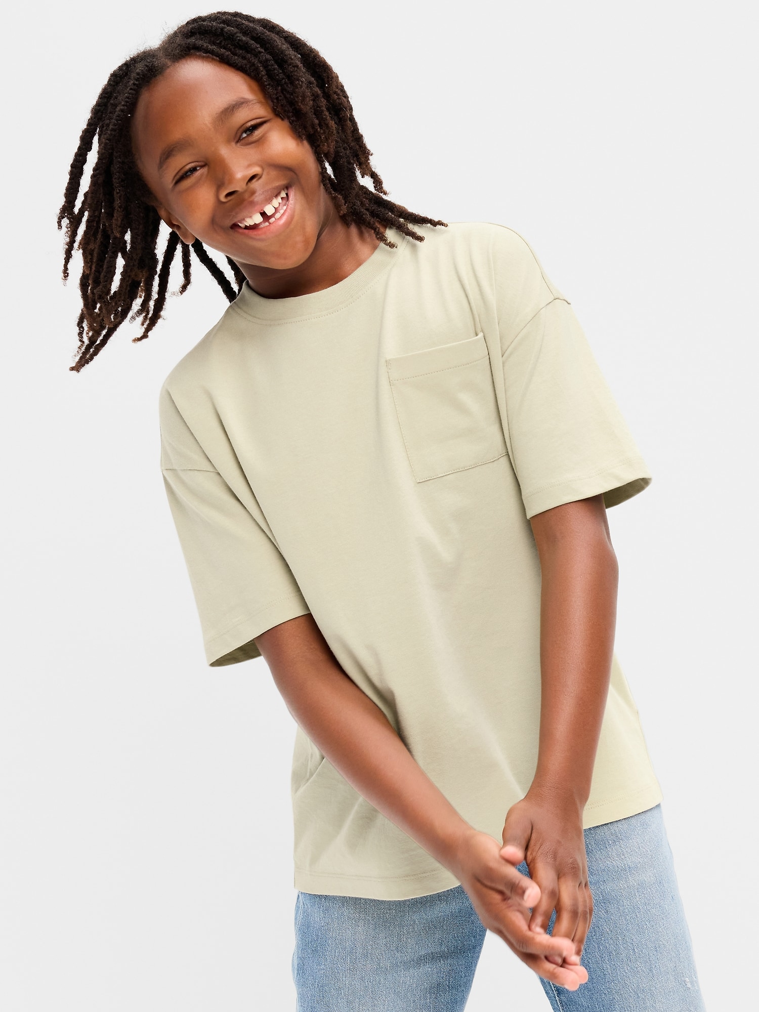 Oversized Short-Sleeve Pocket T-Shirt for Boys
