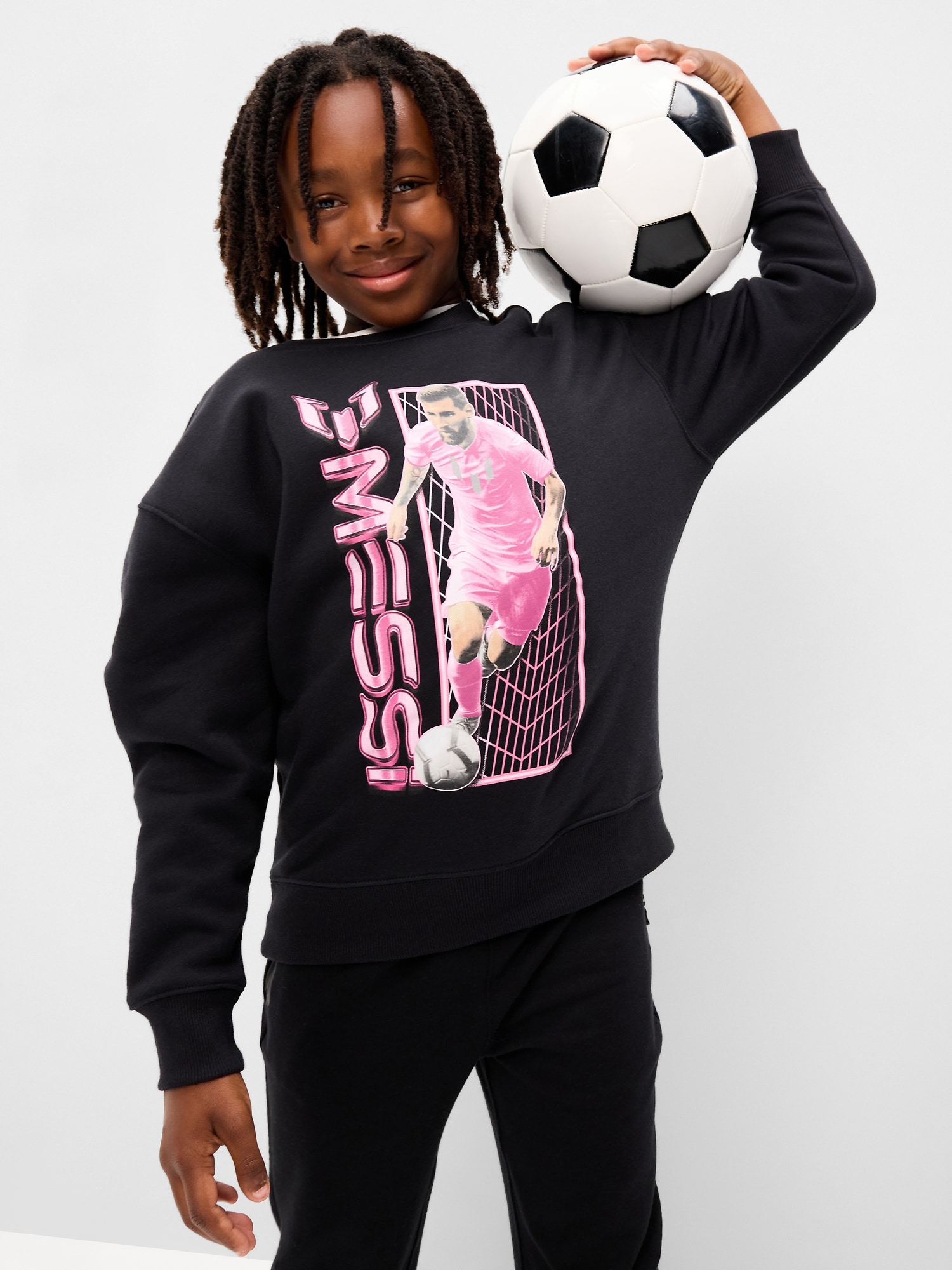 CHANDAIL EN COTON OUATÉ RAS DU COU À IMPRIMÉ MESSI™ POUR GARÇON