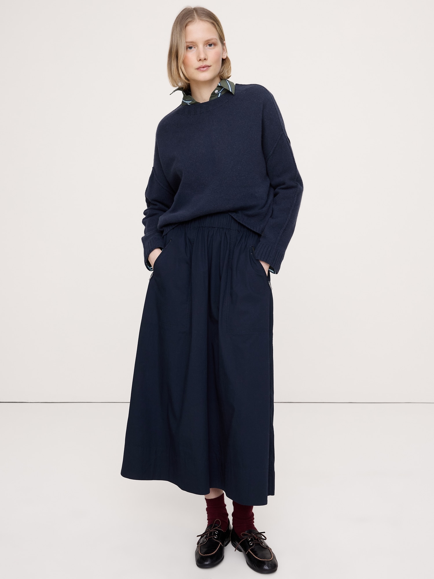 メリノ コットン クロップド セーター-0