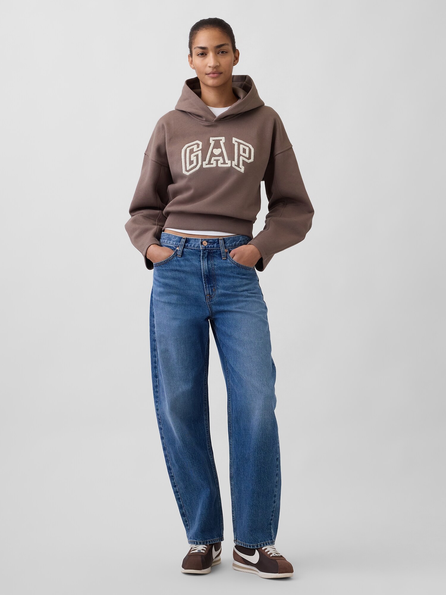 ヴィンテージソフト オーバーサイズ クロップド ランタンスリーブ パーカー