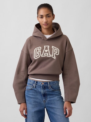 ヴィンテージソフト オーバーサイズ クロップド ランタンスリーブ パーカー