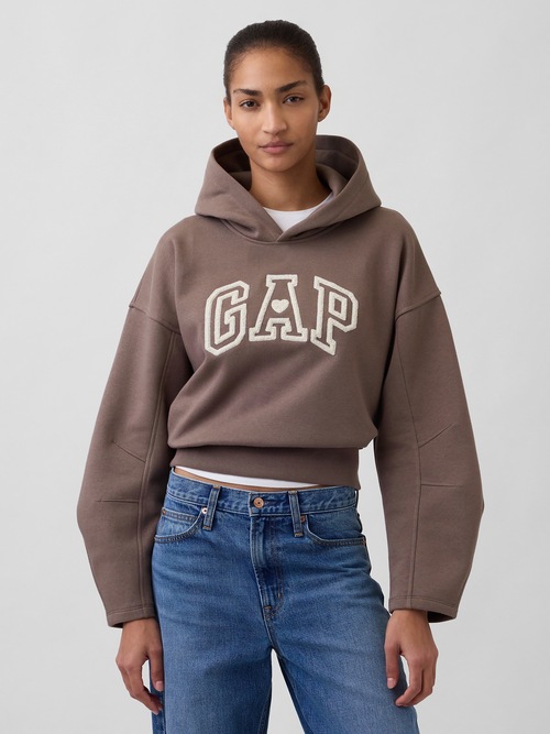 ヴィンテージソフト オーバーサイズ クロップド ランタンスリーブ パーカー