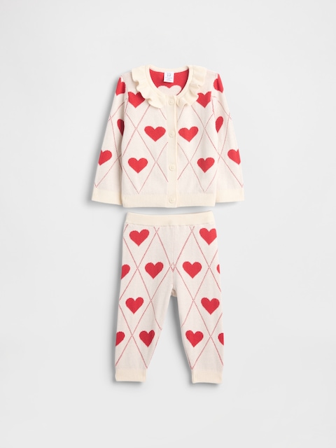 Baby Ruffle Collar Cardigan Sweater Set