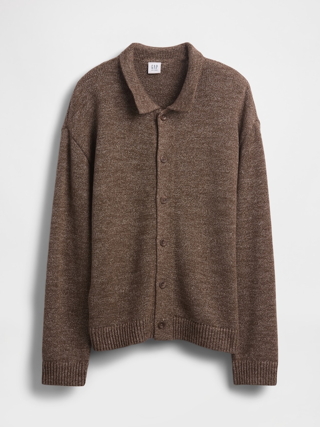 リラックスフィット ポロ ニットカーディガン (キッズ)-1