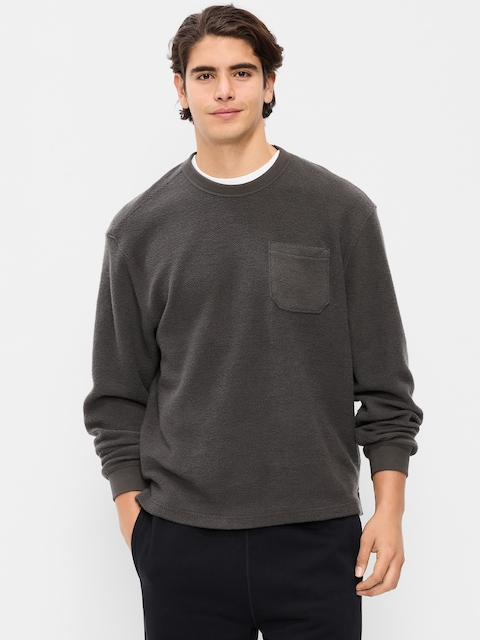 Loose Pocket Crew-Neck Sweatshirt