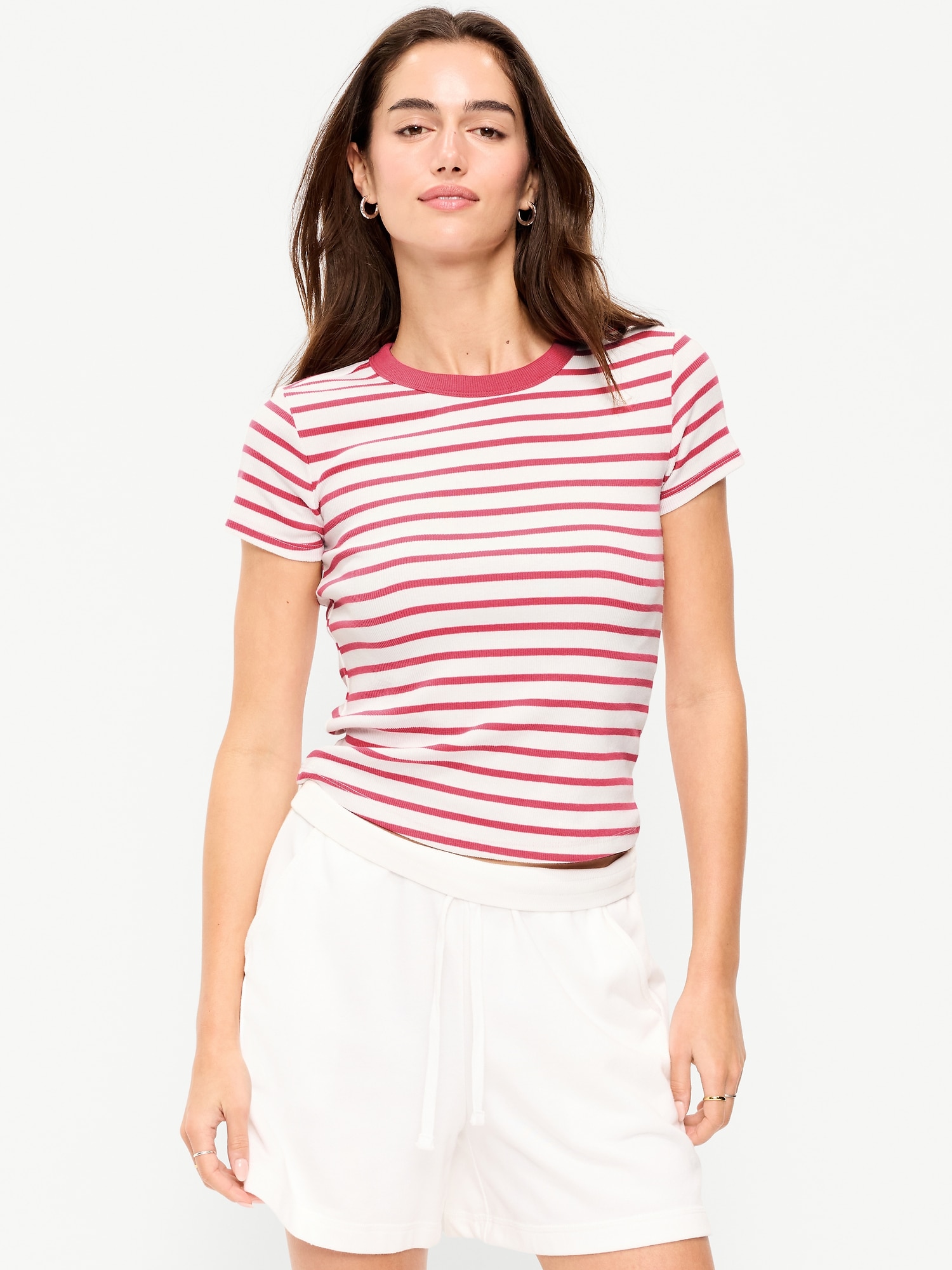 Snug Crew-Neck Ribbed T-Shirt