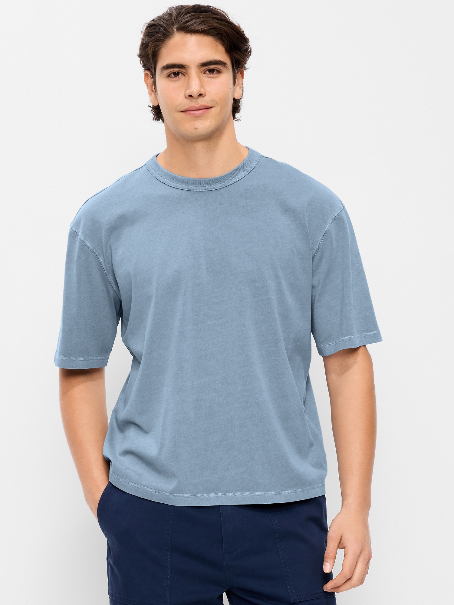 T-SHIRT COURT EN TISSU ÉPAIS TEINT EN PLONGÉE