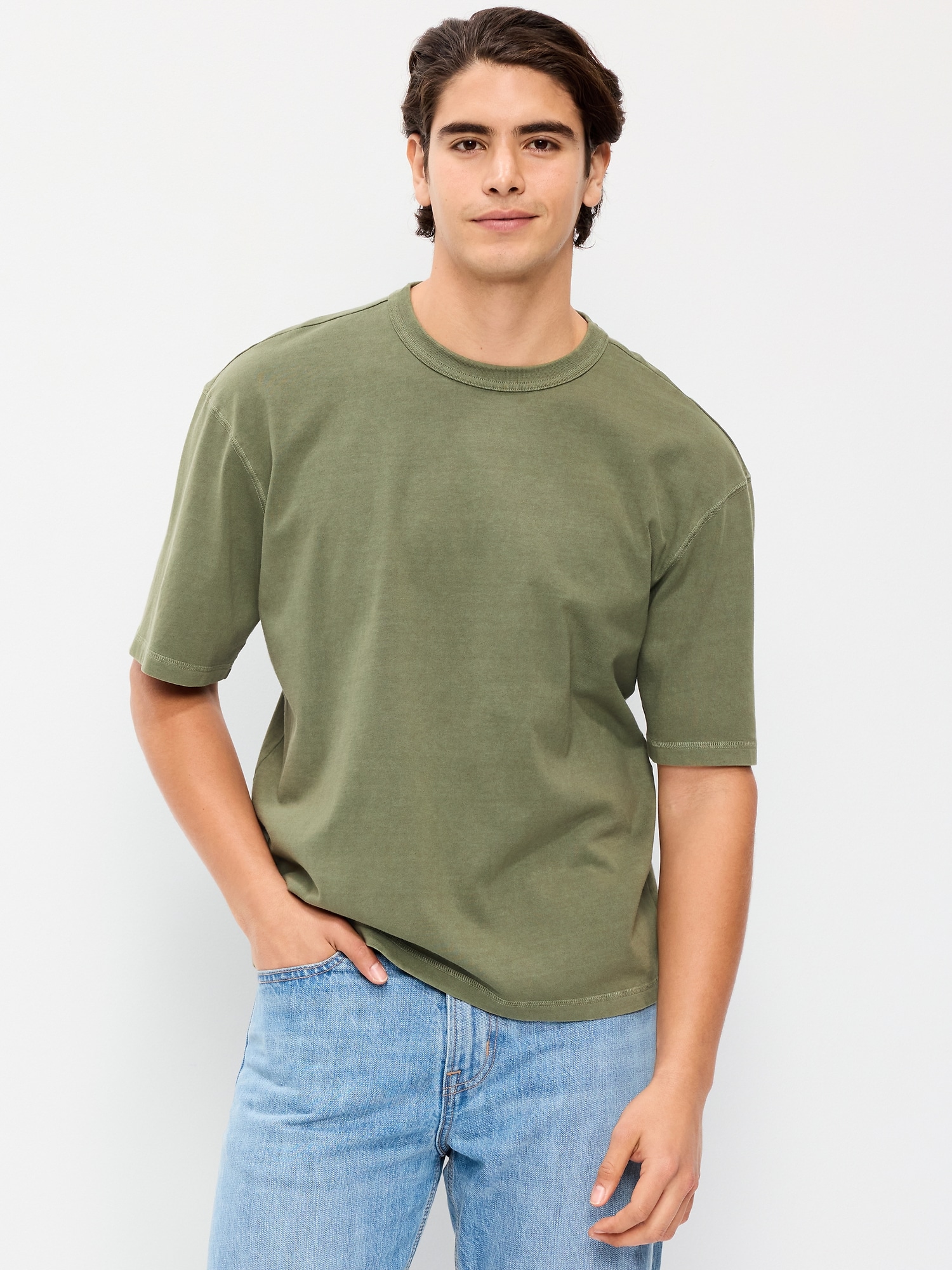 T-SHIRT COURT EN TISSU ÉPAIS TEINT EN PLONGÉE