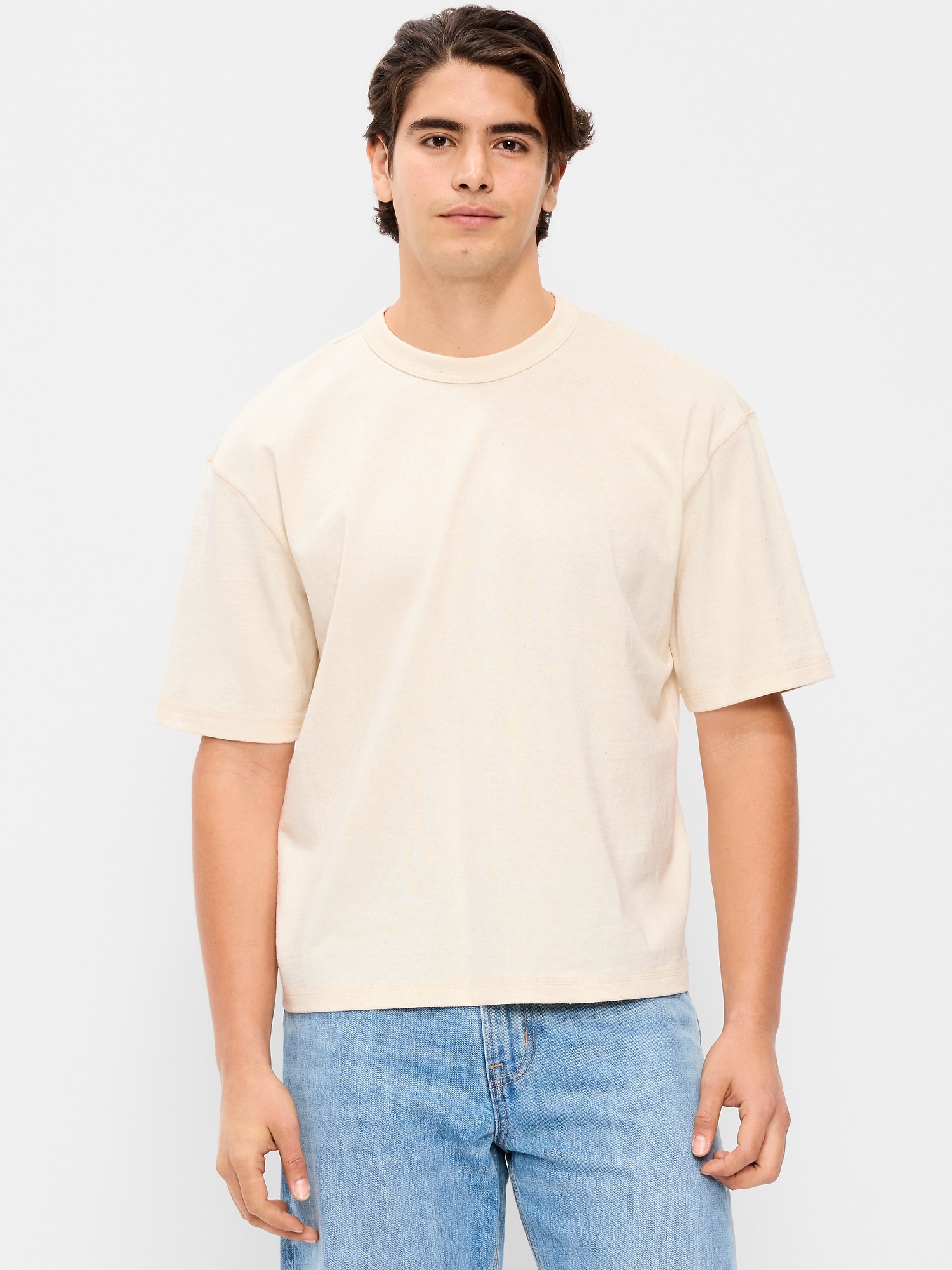 T-SHIRT COURT EN TISSU ÉPAIS TEINT EN PLONGÉE