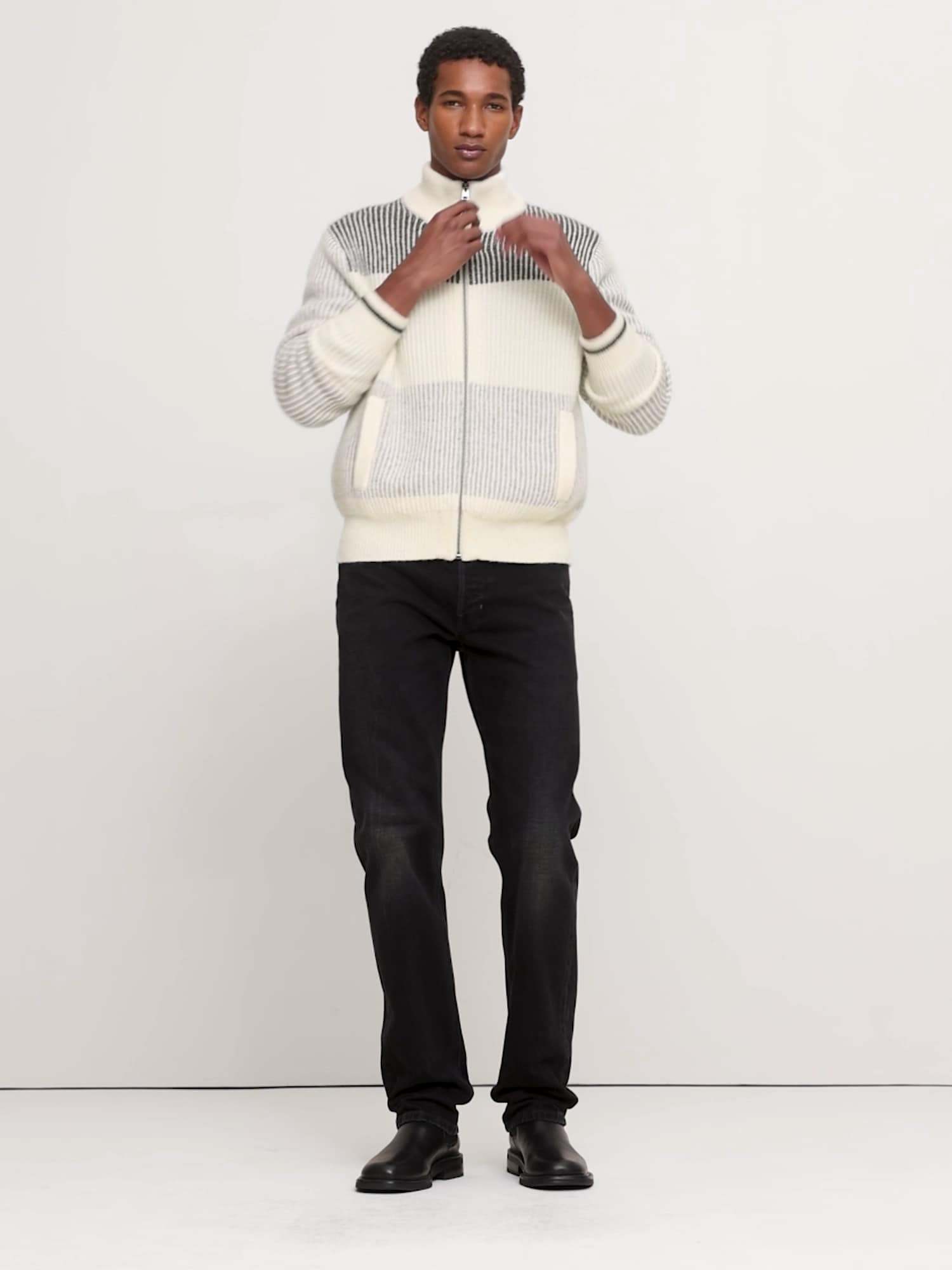 アルパカ ウール ブレンド ニットジャケット-5