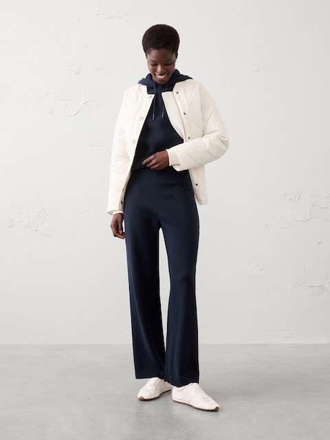 Wide-Leg Mid-Rise Pull-On Sweater Pant