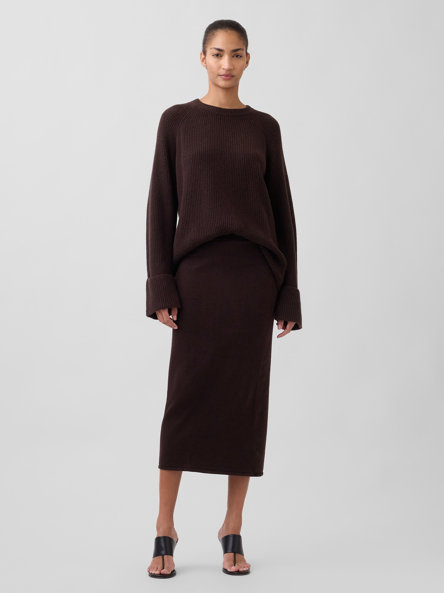 JUPE MI-LONGUE EXTENSIBLE EFFET CACHEMIRE