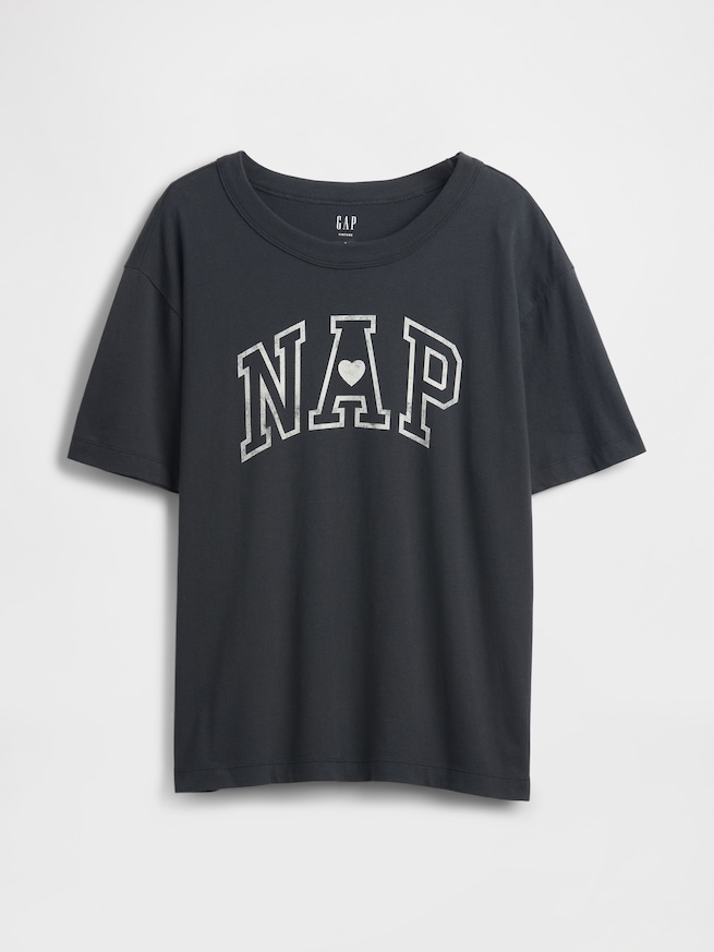 オーガニックコットン オーバーサイズ NAPロゴ パジャマTシャツ-4