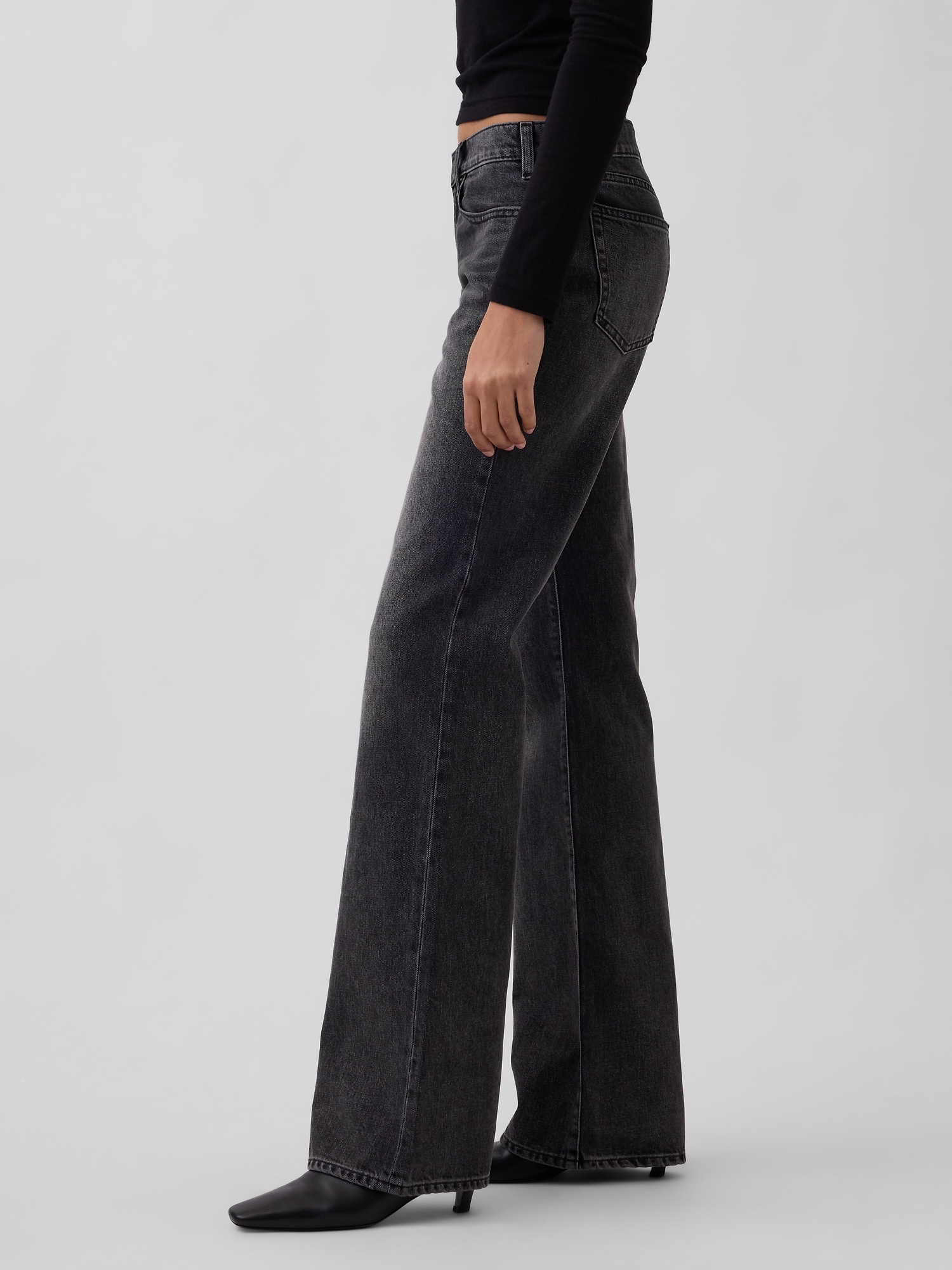 Mid Rise Rigid Relaxed Flare Jeans
