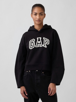 ヴィンテージソフト オーバーサイズ クロップド ランタンスリーブ パーカー