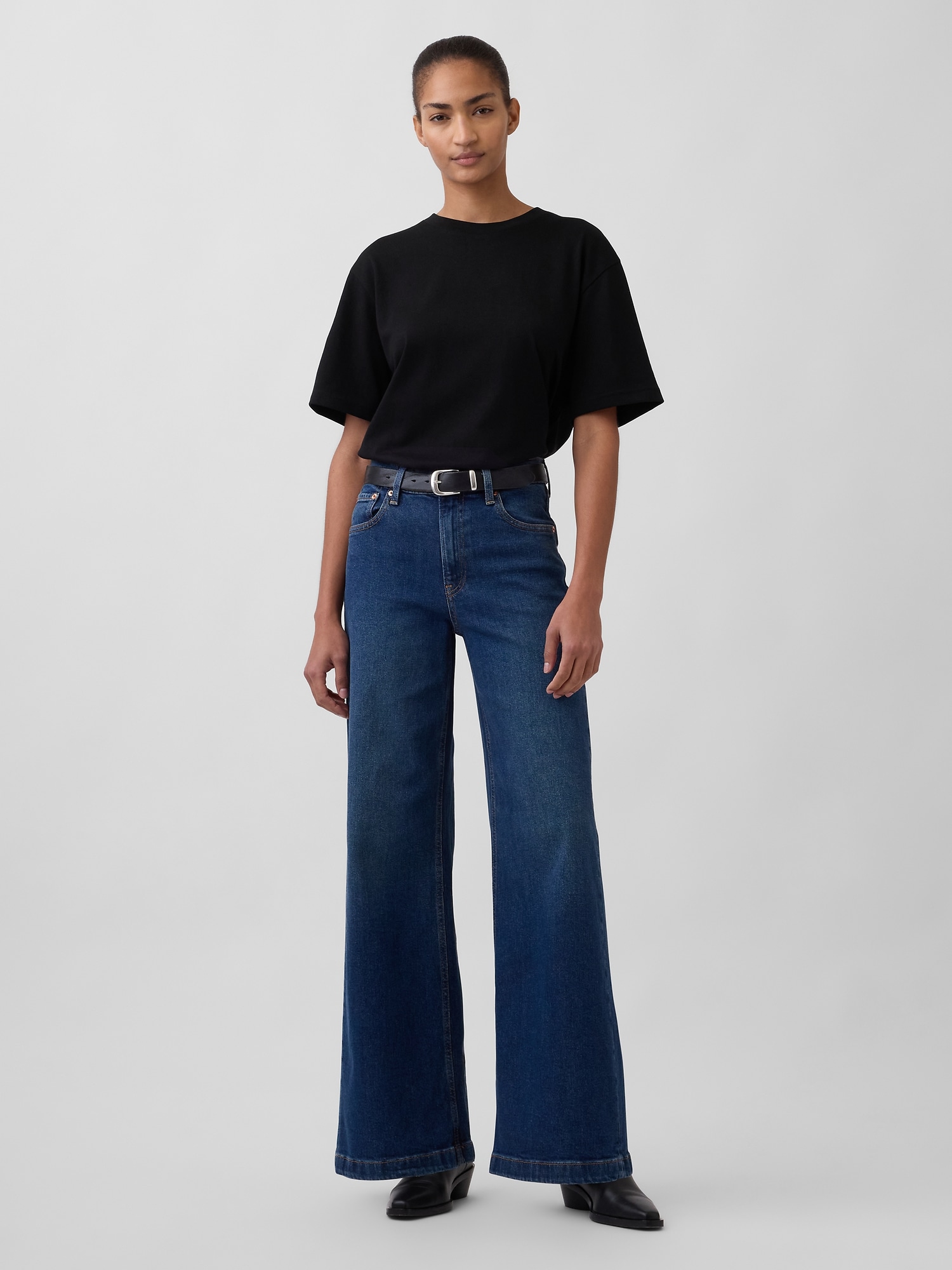 High Rise Stride Wide-Leg Jeans