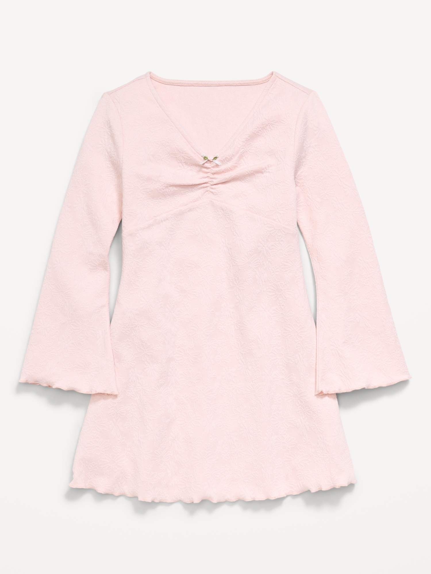 ROBE AJUSTÉE ET ÉVASÉE EN TRICOT TEXTURÉ À MANCHES LONGUES POUR FILLE