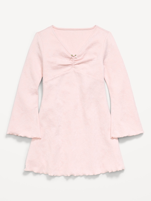 Long-Sleeve Textured Knit Fit and Flare Dress for Girls
