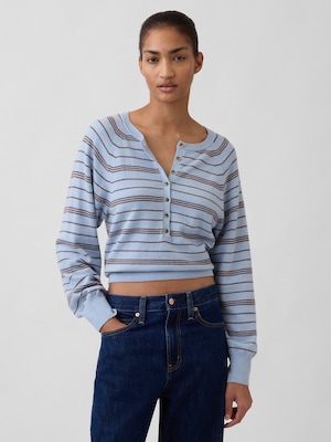 CashSoft カシミヤタッチ ヘンリーネックセーター