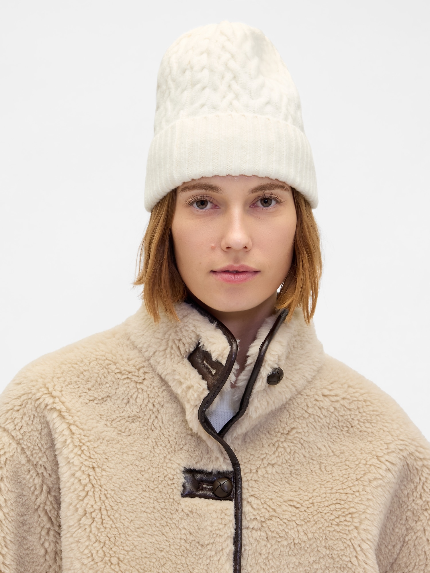 CashSoft カシミヤタッチ ケーブルニット ビーニー-1