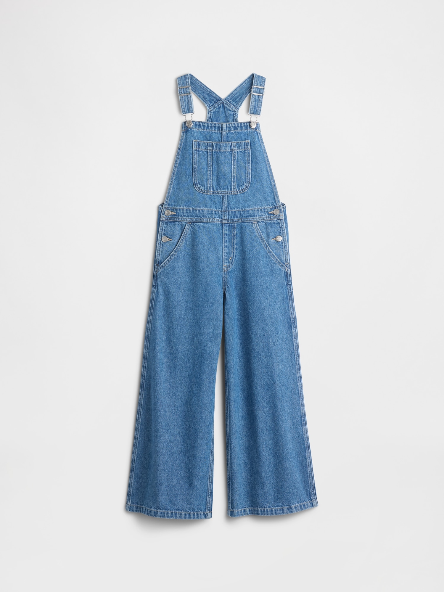 Kids Relaxed Wide-Leg Denim Overalls