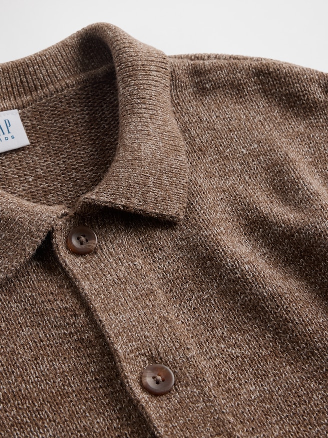 リラックスフィット ポロ ニットカーディガン (キッズ)-4