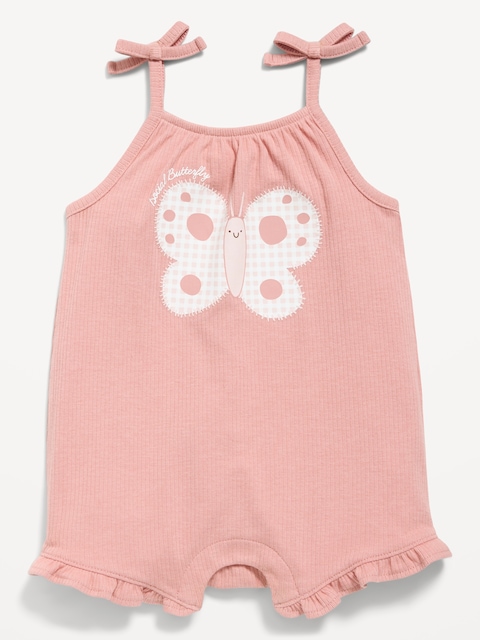 Tie-Strap Graphic One-Piece Romper for Baby