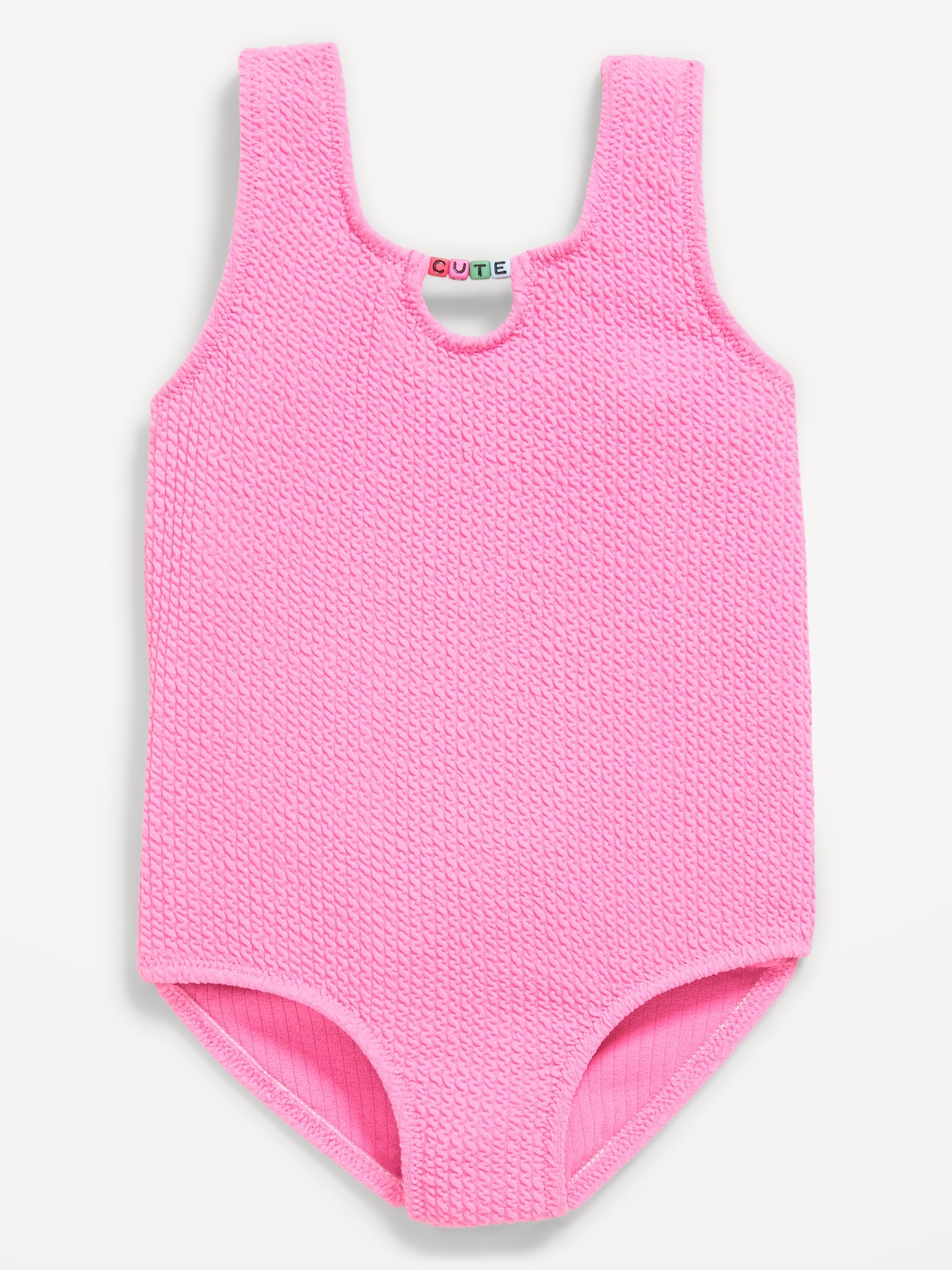 Textured Beaded One-Piece Swimsuit for Toddler Girls