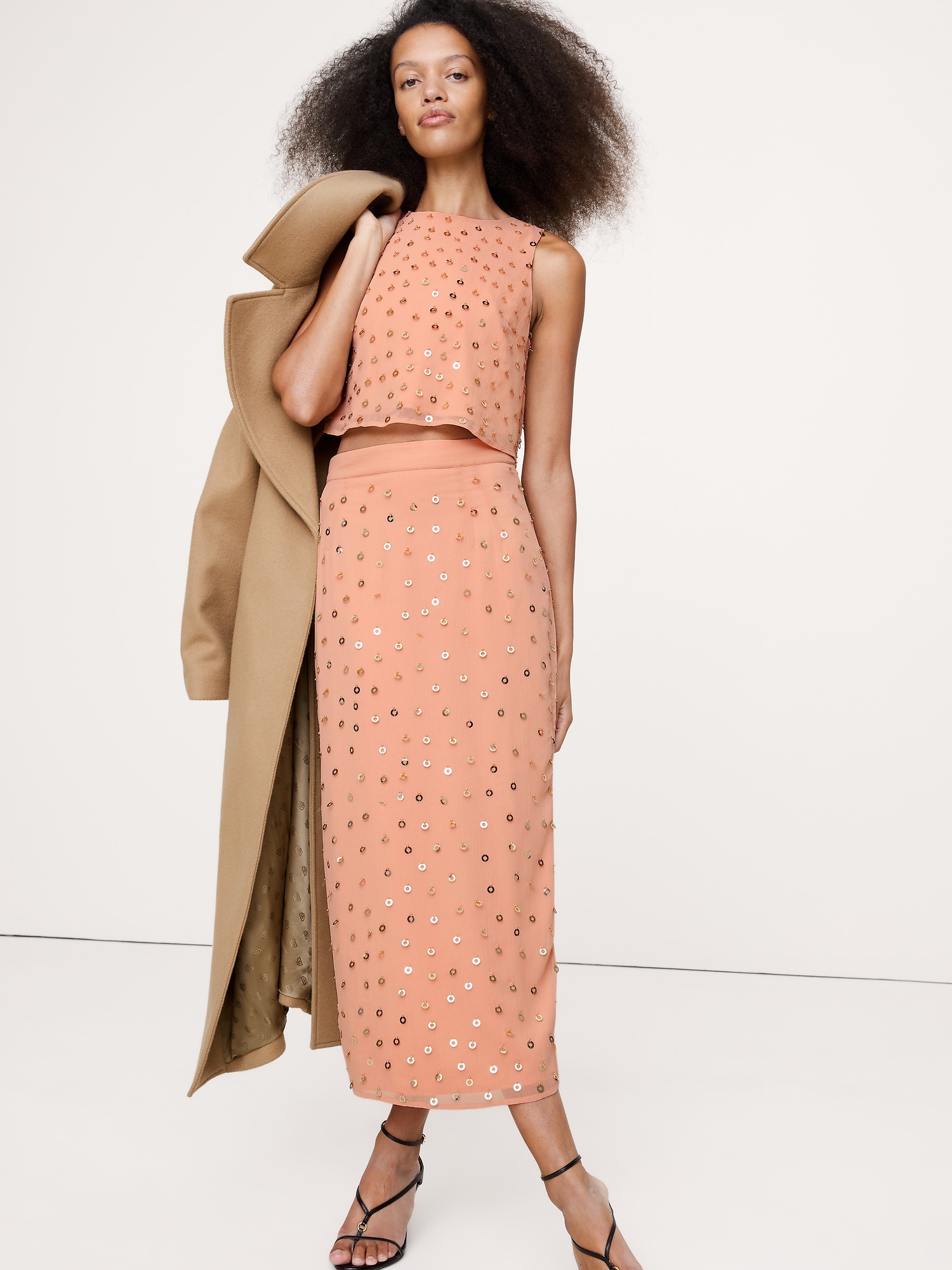 Embellished Chiffon Open-Back Tank