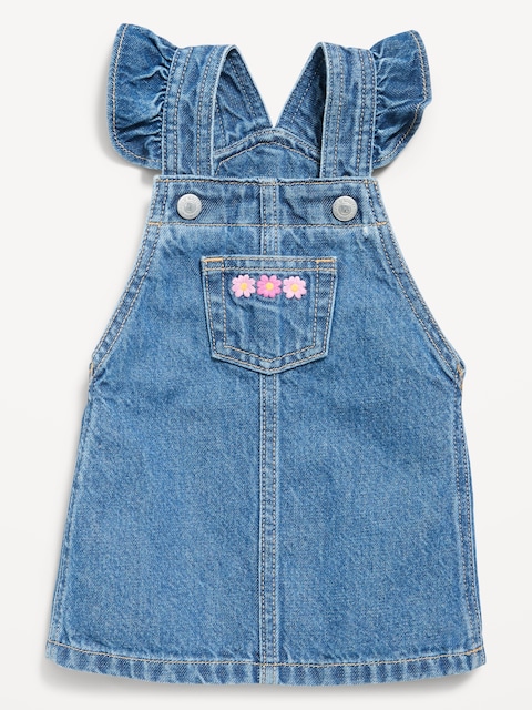Ruffled Pocket Jean Skirtall Dress for Baby